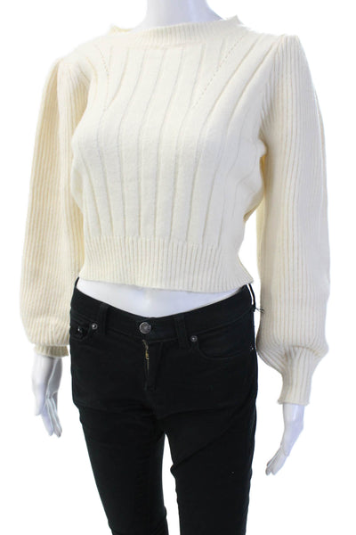 Gabe & Kate Women White Striped Pullover Crew Neck Zip Long Sleeve Size S