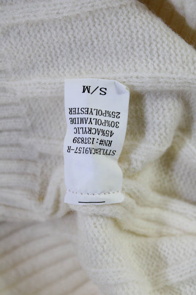 Gabe & Kate Women White Striped Pullover Crew Neck Zip Long Sleeve Size S
