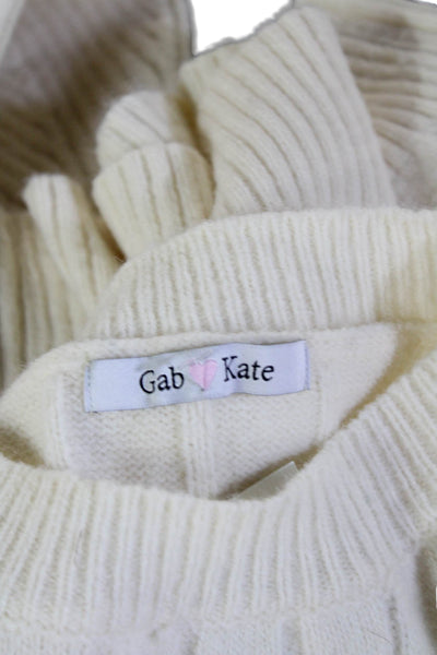 Gabe & Kate Women White Striped Pullover Crew Neck Zip Long Sleeve Size S
