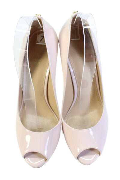 Michael Michael Kors Womens Patent Leather Peep Toe Pump High Heels Pink Size 7