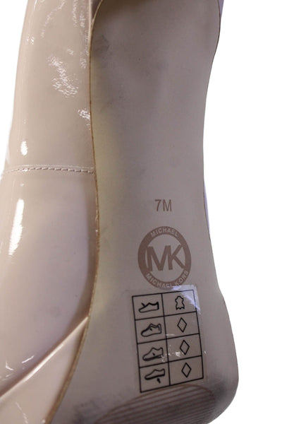 Michael Michael Kors Womens Patent Leather Peep Toe Pump High Heels Pink Size 7