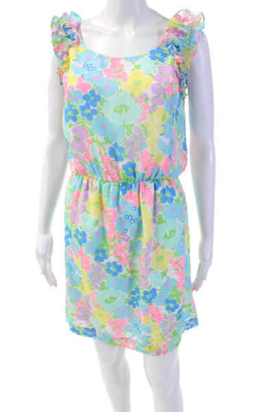 Lilly Pulitzer Women Blouson Sundress Floral Multi Color Sleeveless Size XS