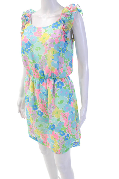 Lilly Pulitzer Women Blouson Sundress Floral Multi Color Sleeveless Size XS