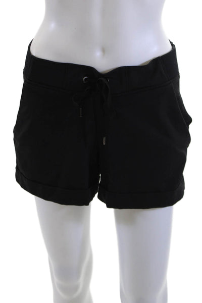 Athleta Unisex Black Sweat Shorts Drawstring 92% Polyester 8% Spandex Size 4