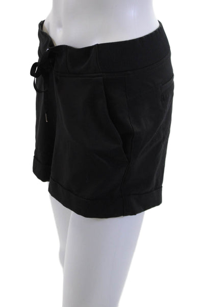 Athleta Unisex Black Sweat Shorts Drawstring 92% Polyester 8% Spandex Size 4