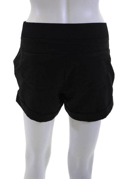 Athleta Unisex Black Sweat Shorts Drawstring 92% Polyester 8% Spandex Size 4