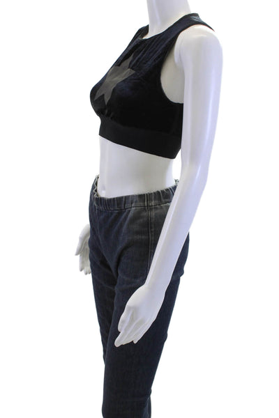Ultracor Womens Velvet Stars Print Sports Bra Black Size Large