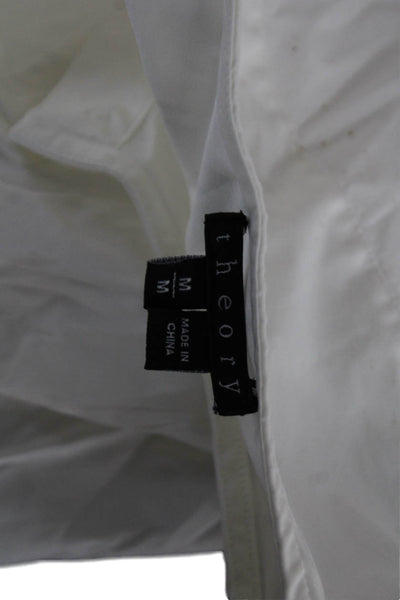Theory Womens Sleeveless Button Up Blouse White Crew Neck Basic Size M