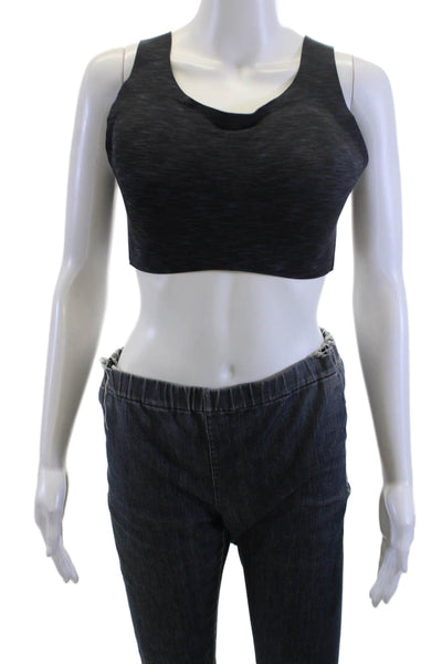 Lululemon Womens Cross Strap Back Sports Bra Blue Black Size 36 DD