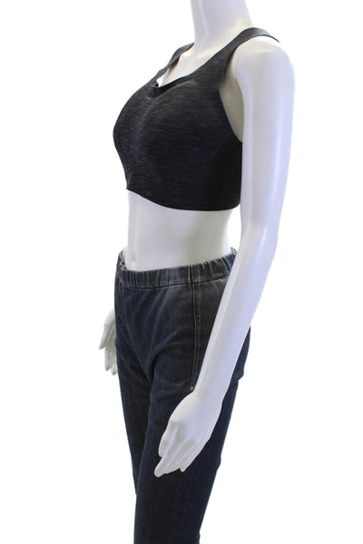 Lululemon Womens Cross Strap Back Sports Bra Blue Black Size 36 DD