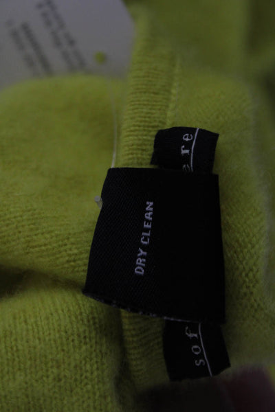 Sofia Cashmere Women V-Neck Yellow Cashmere Pullover Sweater Long Sleeve Size L