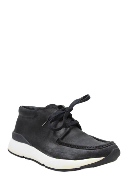Vince Mens Textured Lace Up Low Top Casual Shoes Black Size 7