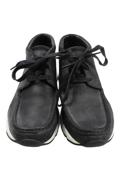 Vince Mens Textured Lace Up Low Top Casual Shoes Black Size 7
