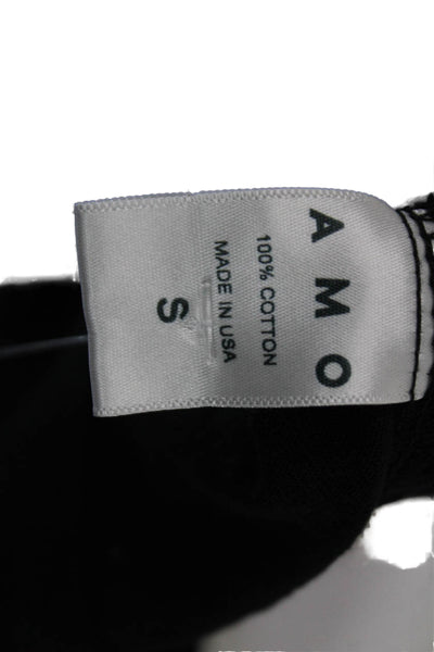 Amo Women Cropped Black Cotton V-Neck Lace Up Tank Size S