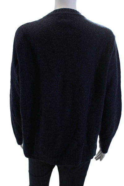 J Crew Womens Dark Blue Merino Blend Pullover Sweater Size L