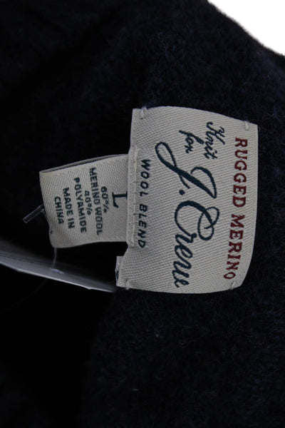 J Crew Womens Dark Blue Merino Blend Pullover Sweater Size L