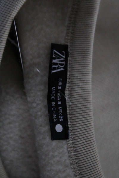 Zara Women Pullover Sweatshirt Beige Crew Neck Long Sleeve Size S