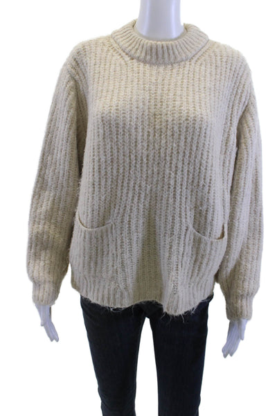 Zara Unisex Pullover Sweater Beige Crew Neck Long Sleeve Size S