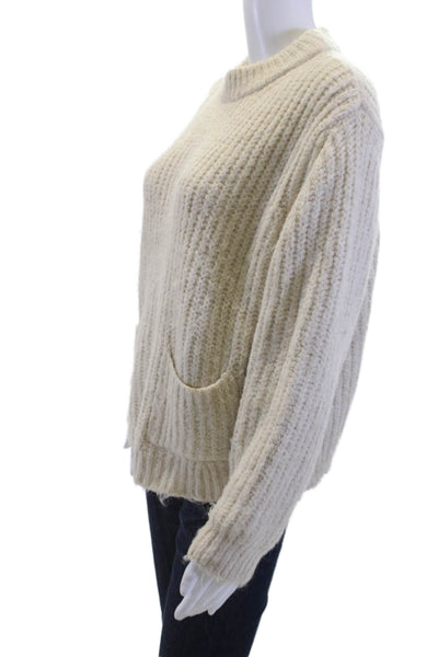 Zara Unisex Pullover Sweater Beige Crew Neck Long Sleeve Size S