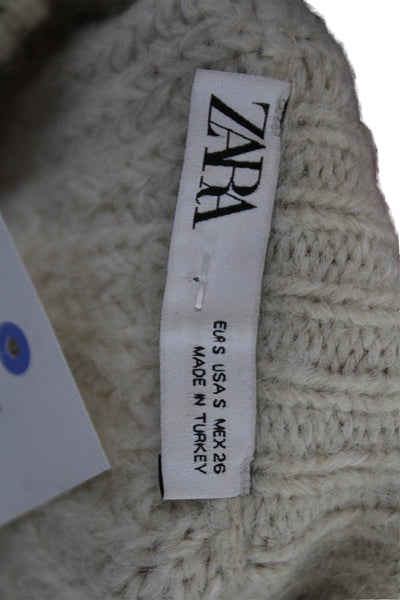 Zara Unisex Pullover Sweater Beige Crew Neck Long Sleeve Size S