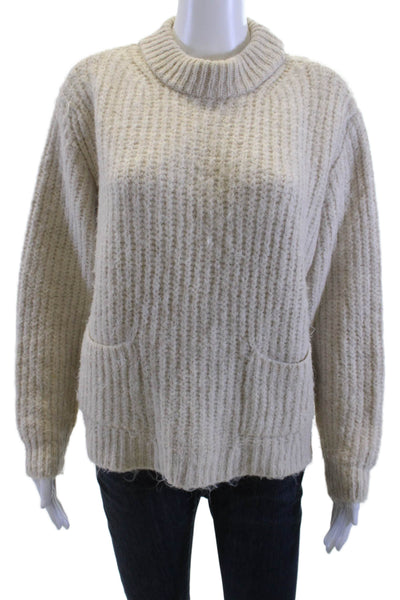 Zara Womens Beige Pullover Sweater Crew Neck Long Sleeve Size S