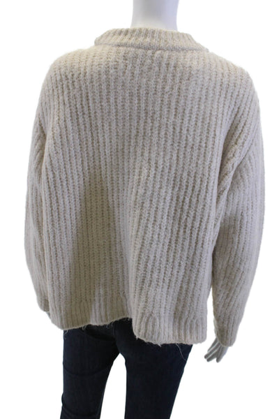 Zara Womens Beige Pullover Sweater Crew Neck Long Sleeve Size S