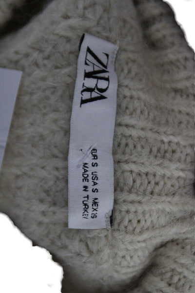Zara Womens Beige Pullover Sweater Crew Neck Long Sleeve Size S