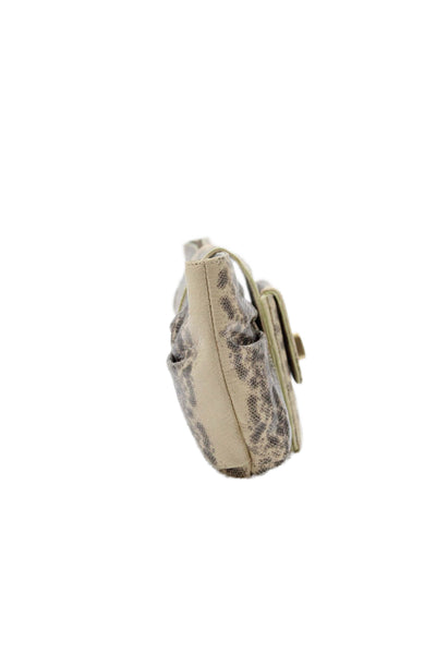 Alexis Hudson Womens Animal Print Rouched Detail Clutch Purse Beige
