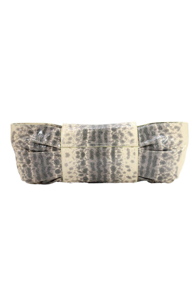 Alexis Hudson Womens Animal Print Rouched Detail Clutch Purse Beige