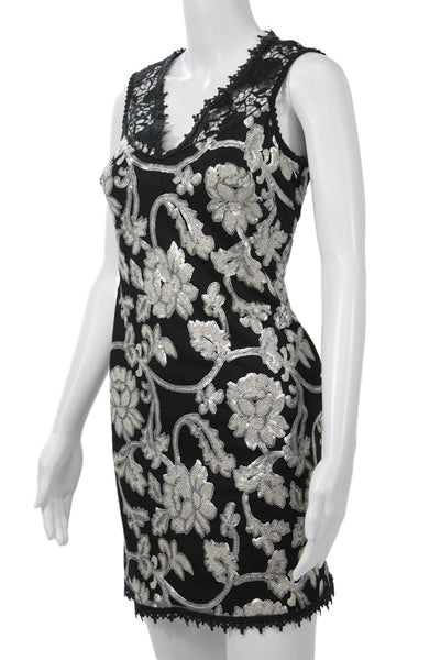 Nanette Lepore Womens Bodycon Mini Black V Neck Dress Size 0