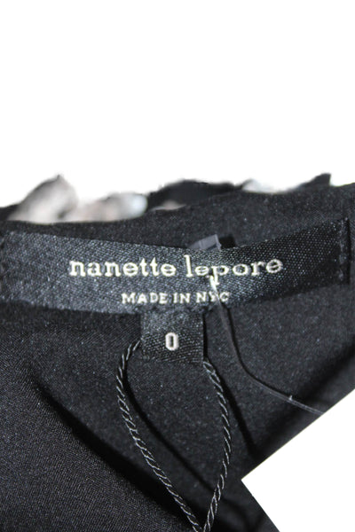 Nanette Lepore Womens Bodycon Mini Black V Neck Dress Size 0