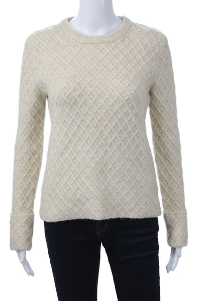 Magaschoni Womens Pullover Beige Argyle Crew Neck Long Sleeve Size S