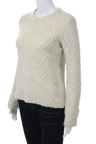 Magaschoni Womens Pullover Beige Argyle Crew Neck Long Sleeve Size S