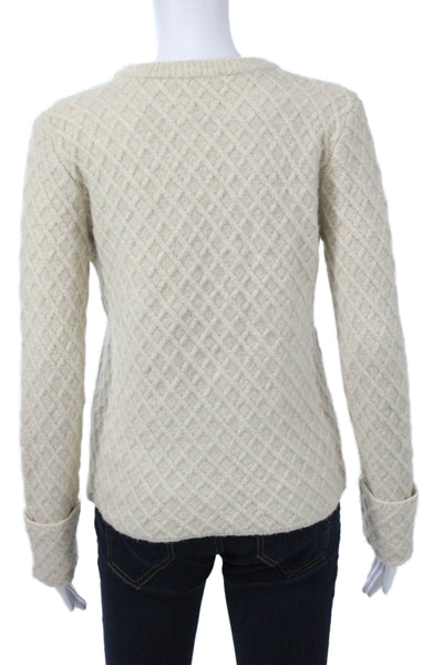 Magaschoni Womens Pullover Beige Argyle Crew Neck Long Sleeve Size S