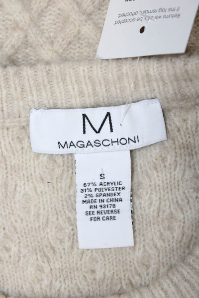 Magaschoni Womens Pullover Beige Argyle Crew Neck Long Sleeve Size S