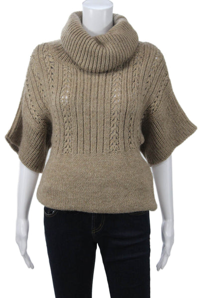 Elie Tahari Women Sweater Pullover Beige Turtleneck Alpaca Wool Mix Size XS