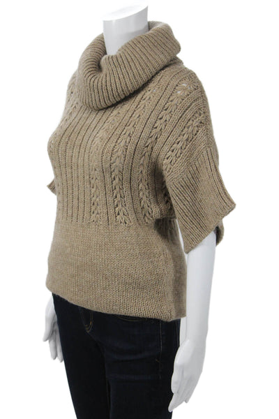 Elie Tahari Women Sweater Pullover Beige Turtleneck Alpaca Wool Mix Size XS