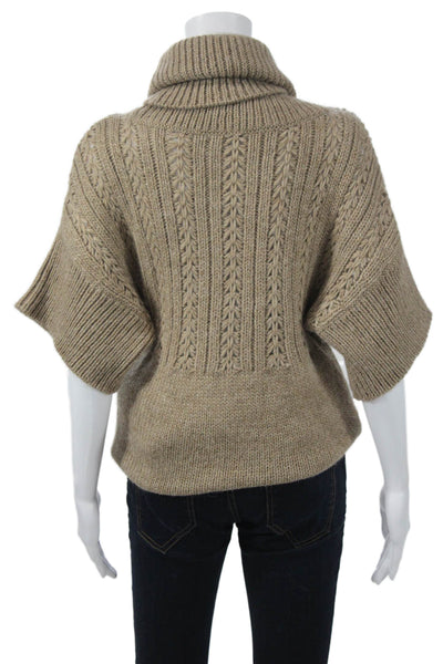 Elie Tahari Women Sweater Pullover Beige Turtleneck Alpaca Wool Mix Size XS