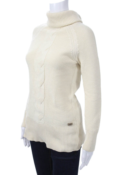 Lacoste Women Pullover Turtleneck Beige Long Sleeve Sweater Size 36