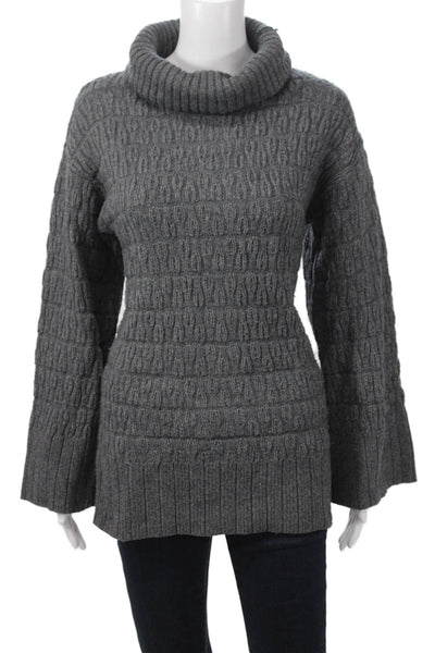 Lacoste Womens Dark Gray Turtleneck Button Cardigan Size 34