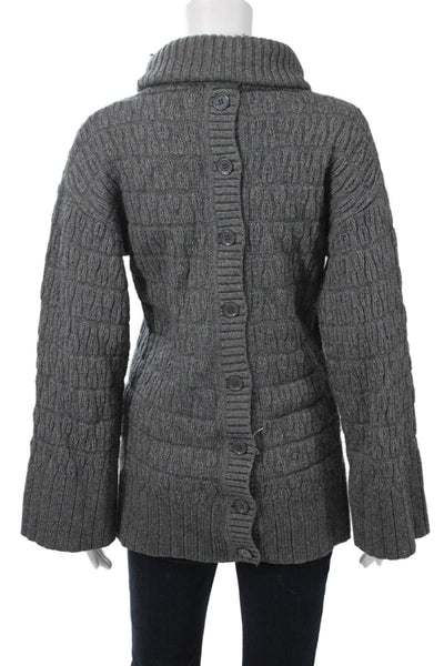 Lacoste Womens Dark Gray Turtleneck Button Cardigan Size 34