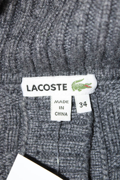 Lacoste Womens Dark Gray Turtleneck Button Cardigan Size 34