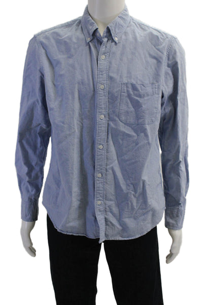 J Crew Mens Button-Down Dress Shirt Light Blue Cotton Long Sleeve Size L
