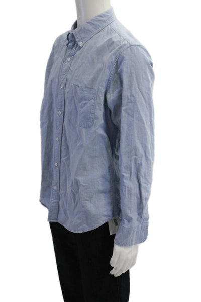 J Crew Mens Button-Down Dress Shirt Light Blue Cotton Long Sleeve Size L