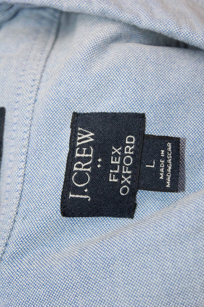 J Crew Mens Button-Down Dress Shirt Light Blue Cotton Long Sleeve Size L