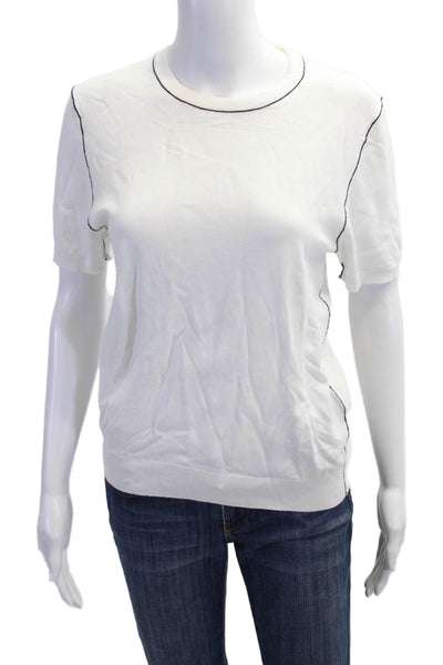 Zara Womens Basic White Crew Neck Short Sleeve T-Shirt Size L