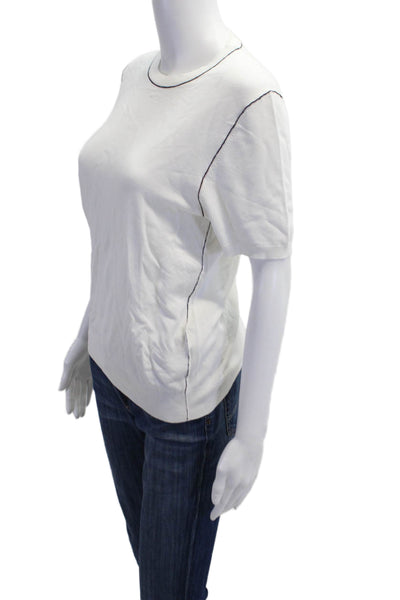 Zara Womens Basic White Crew Neck Short Sleeve T-Shirt Size L