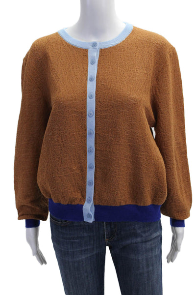 Zara Unisex Brown Button Cardigan Crew Neck Long Sleeve Size S