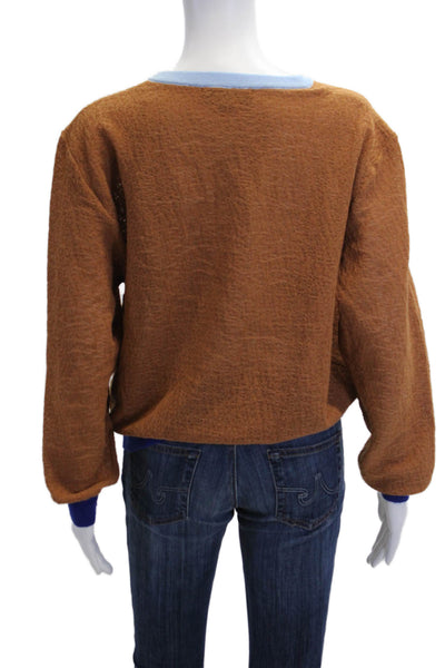 Zara Unisex Brown Button Cardigan Crew Neck Long Sleeve Size S