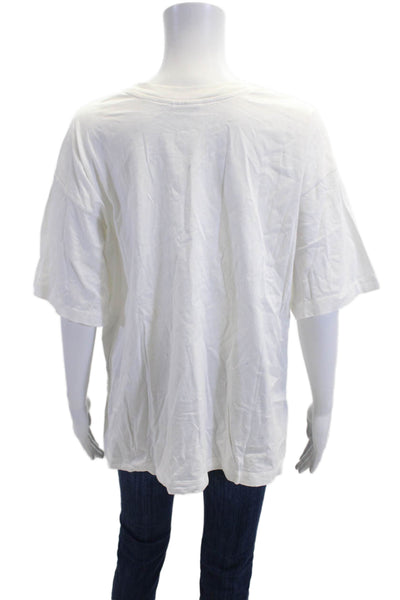 The Upside Womens Basic White Graphic Cotton Crewneck Tee Size XS
